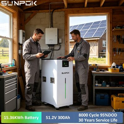 SUNPOK 51.2V 300Ah LiFePO4 Battery Floor Mounted Solar Power System Solar Energy Storage Lithium Iron Phosphate Lithium Battery