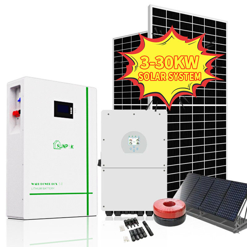 Sunpok melengkapi kit solar grid 3kw 5kva 5kw 15kw 10kw tata surya hibrida