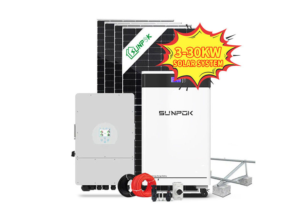 Sistem Energi Surya Off Grid 5kva Solar Hybrid Inverter Lithium Ion Baterai Jenis