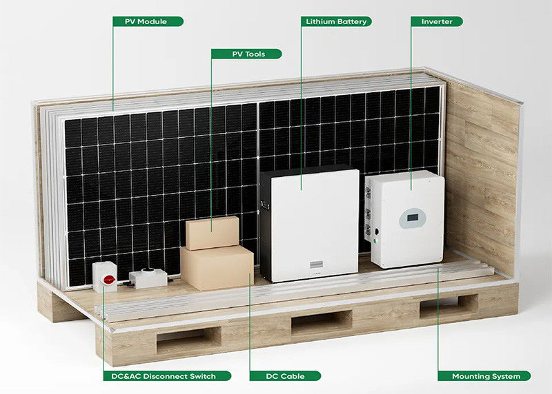 Sistem tenaga surya hibrida jalan 5kw dengan Inverter hibrida off-grid 30kw Lithium Battery Solar System