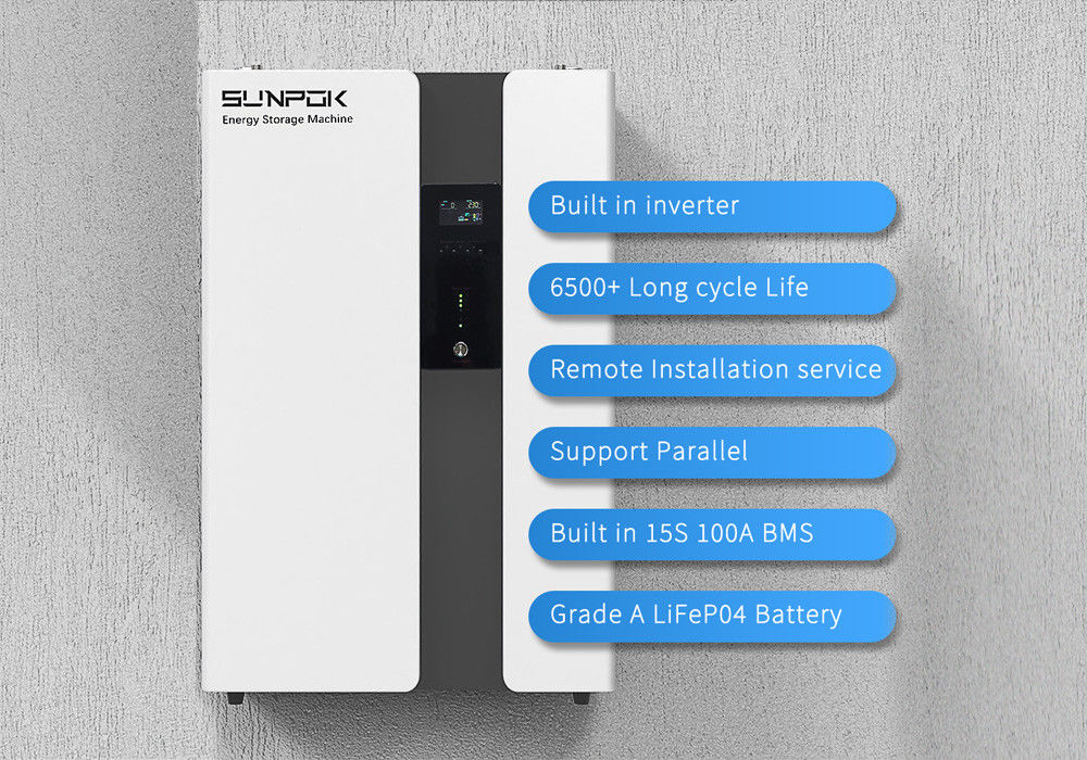 Off-Grid All In One Ess Eu Warehouse Dibangun di 5,12Kwh 50Ah 200Ah 100Ah 51.2V 5kw Inverter Baterai