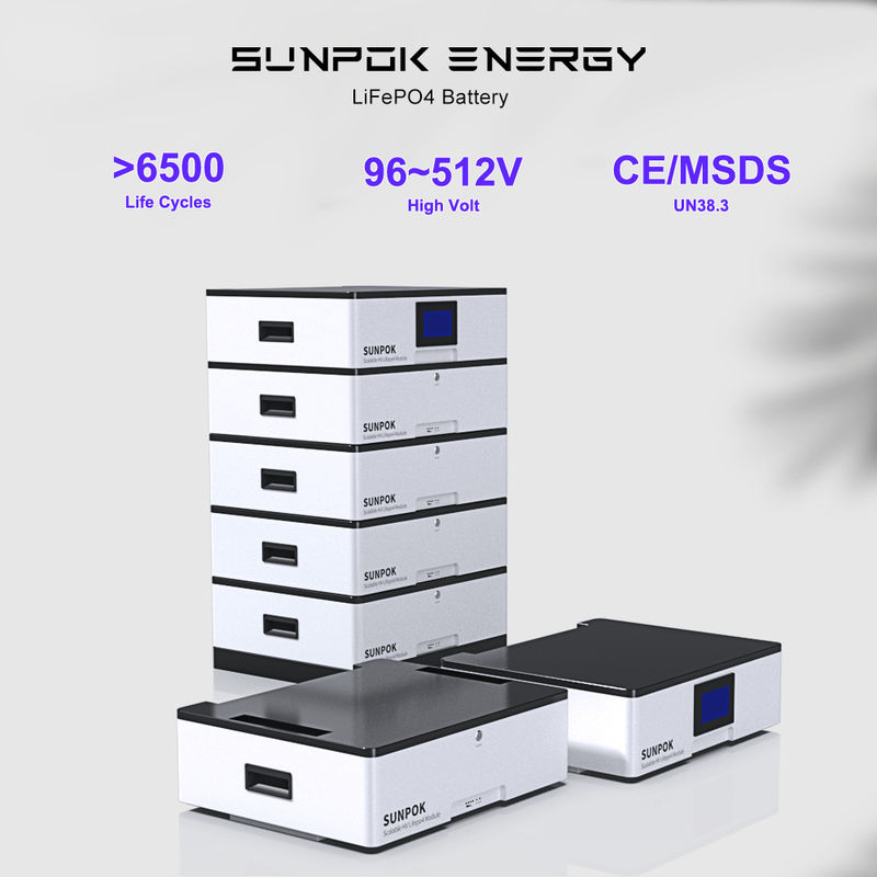 Sistem Surya Rumah 51.2v 200ah yang dapat ditumpuk Baterai penyimpanan energi 10kwh 20kwh 30kwh