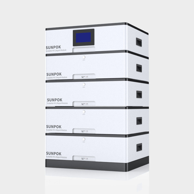 Baterai penyimpanan energi modular yang dapat ditumpuk 48V 10kwh 20kwh 400Ah Baterai rumah tegangan tinggi