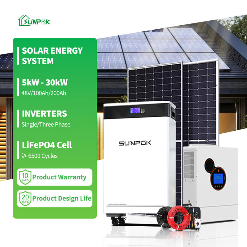 Energi Sistem Surya Hibrida Untuk Rumah 5KW 8KW 10KW 12KW Panel Daya Surya Set Lengkap