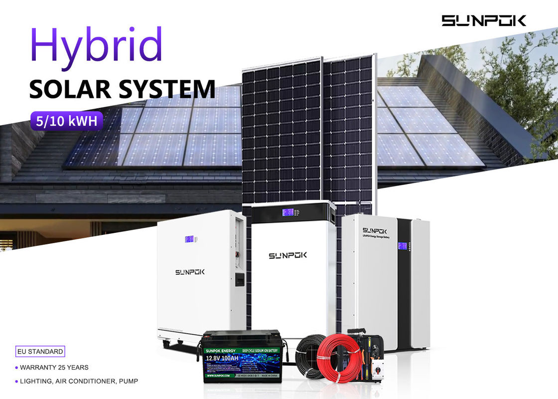 Sistem penyimpanan energi surya hibrida Baterai lithium 48v 200ah 15kwh 20kwh Pemasangan atap