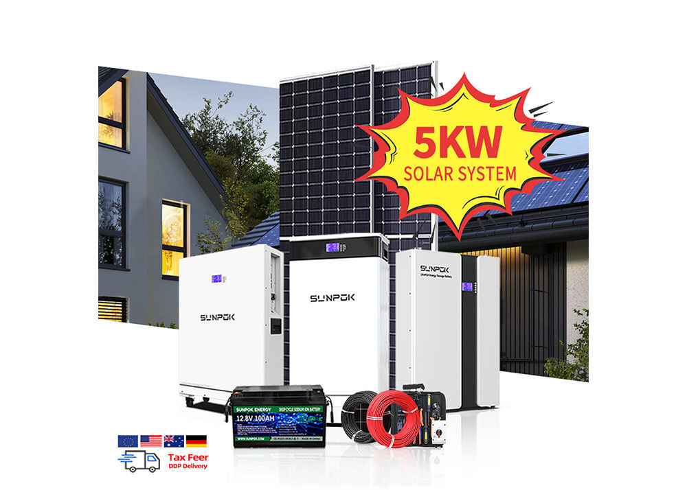 Sistem Panel Surya 5Kw 10Kw Sistem Energi Surya Hibrida untuk Rumah di Off Grid Set Lengkap