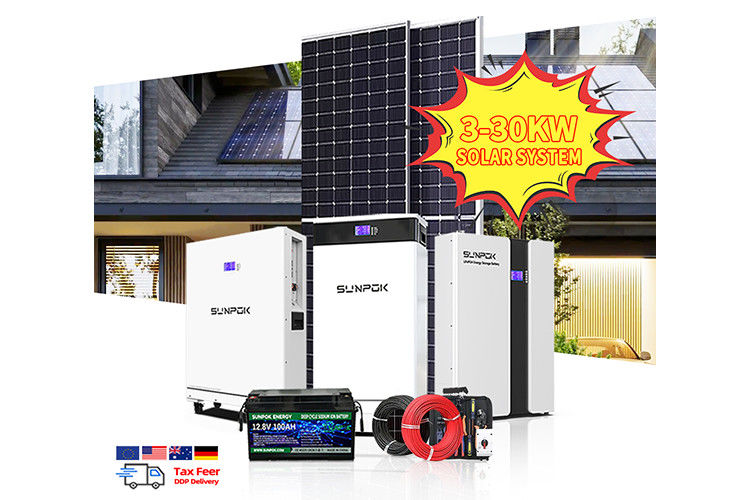 Hybrid 6kw 8kw 10kw 12kw 20kw Sistem Surya Panel Surya 10kw Sistem Lithium Baterai 48v 100ah Untuk Sistem Surya