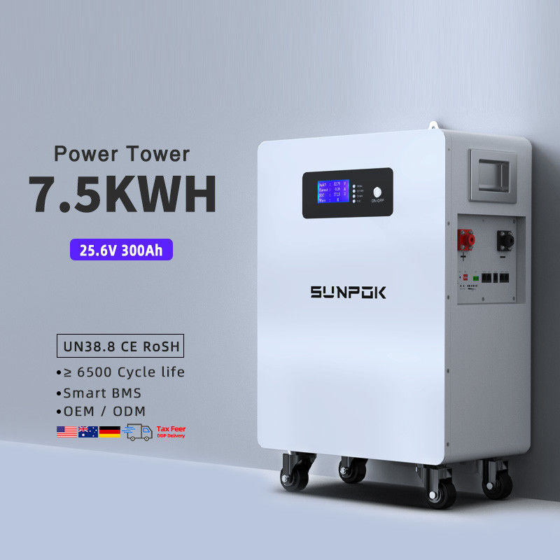 Baterai litium-ion berkualitas tinggi 24V 300Ah 7.5Kwh Lifepo4 24V 300Ah Baterai atap surya dengan penyimpanan baterai