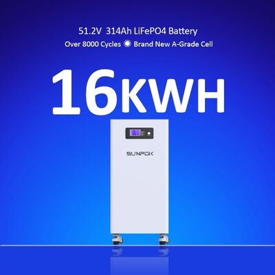 Pak Baterai LiFePO4 Penyimpanan Energi Rumah 51.2V 300Ah 15.36kwh Sistem Penyimpanan Energi Rumah Penyimpanan Energi Surya Baterai