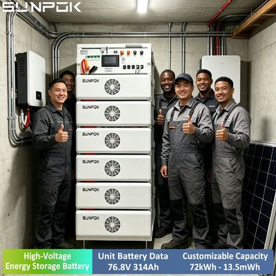SUNPOK Baterai Lithium Tegangan Tinggi 76.8V 314AH 100kwh 200kwh 500kwh LiFePO4 Sistem Baterai untuk Komersial di Stok