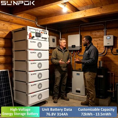 SUNPOK 76.8V 314AH 24.12kWH Sistem penyimpanan energi tegangan tinggi Photovoltaic Hybrid Komersial Penggunaan industri Made China