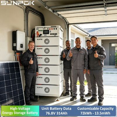 Sunpok Uninterruptible Power Supplies 24.12kWh 314Ah 76.8V High Voltage Solaire LFP LiFePO4 Battery Bank untuk Komersial