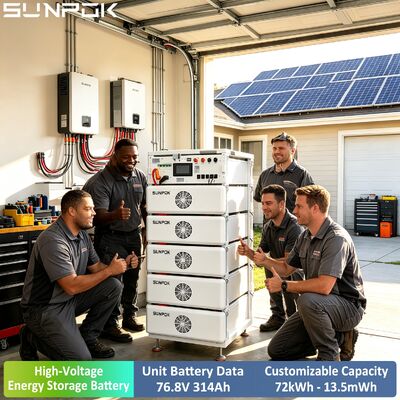 SUNPOK Off Grid Power System 192kWh LiFePO4 Baterai 102.4V 314Ah 50kW Inverter Hybrid 6 Konfigurasi