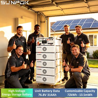 Sistem Baterai Lithium Komersial Sunpok Boost 76.8V 314AH Tegangan Tinggi 76.8V 314Ah 100kwh 200kwh 500kwh LiFePO4