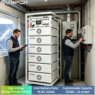 Sunpok Tegangan Tinggi 76.8V 314AH Baterai Lithium Boost 100kwh 200kwh 500kwh Sistem Baterai LiFePO4 untuk Komersial