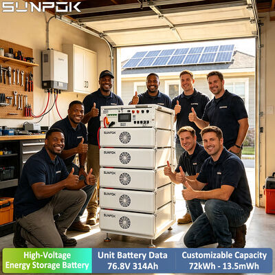 SUNPOK HV Baterai Lithium Ion Tegangan Tinggi Paket Kabinet ESS 76.8V 314Ah Lifepo4 Baterai Surya untuk Sistem Penyimpanan Energi Surya